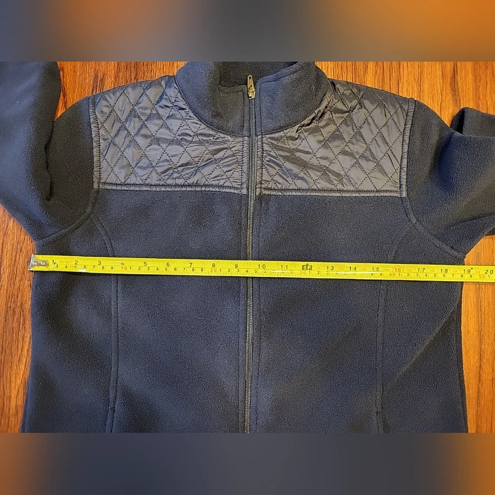 Talbots Women's Quilted Fleece Blue Full Zip Light Coat Jacket Petite Small